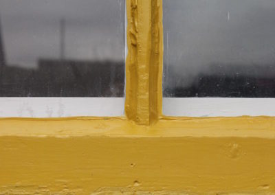 the corner joint from one of the windows of the west barns art studios